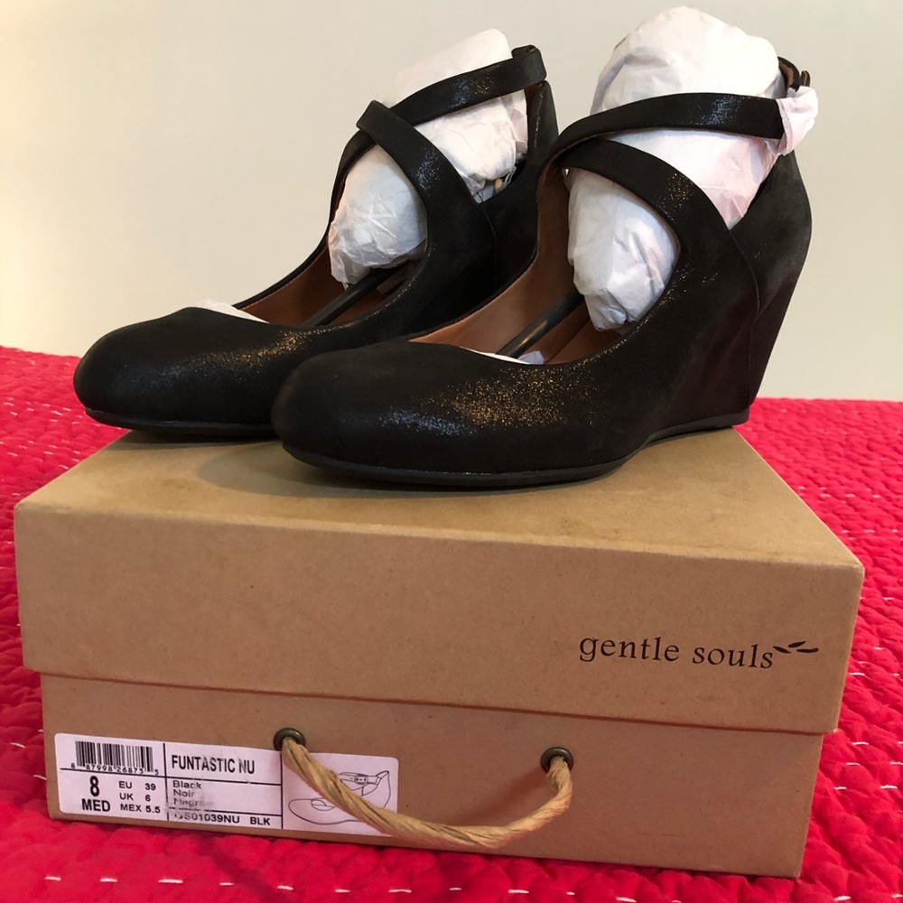 Gentle Souls Wedge Ankle Strap Heels, SZ 8